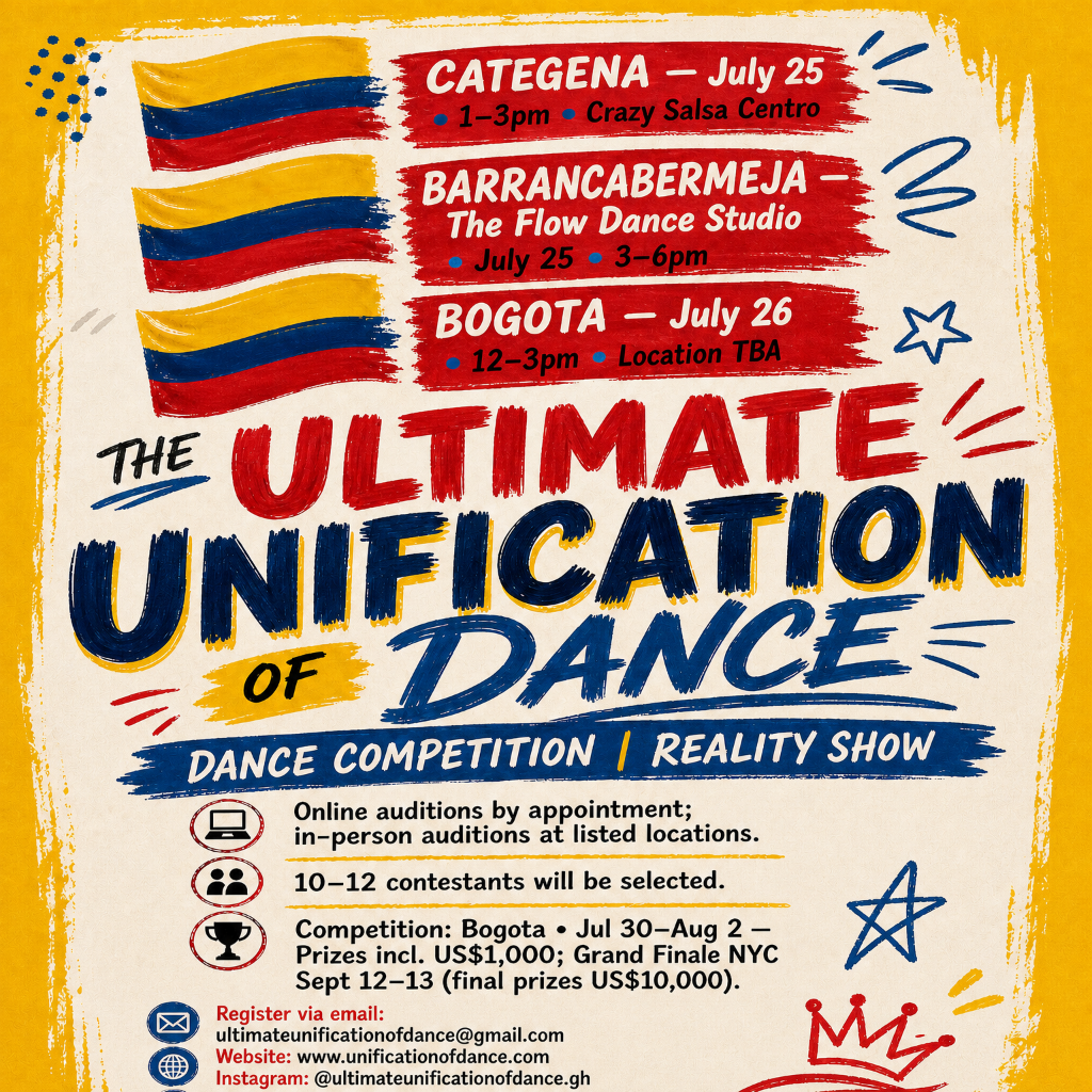 Colombia Audition Flyer — The Ultimate Unification of Dance